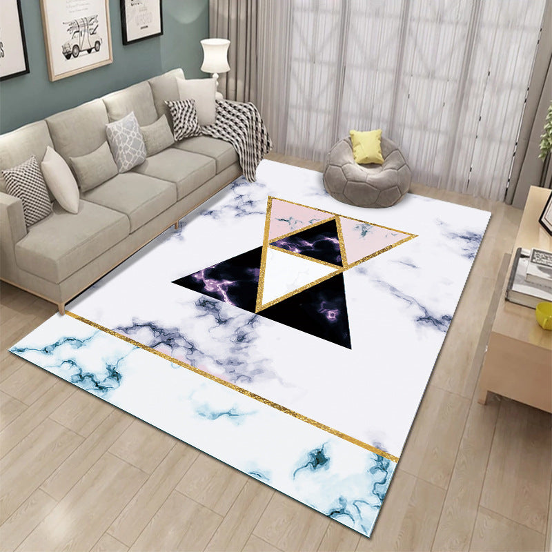Custom-made modern minimalist marble texture plaid area rug - full coverage light luxury home living room carpet