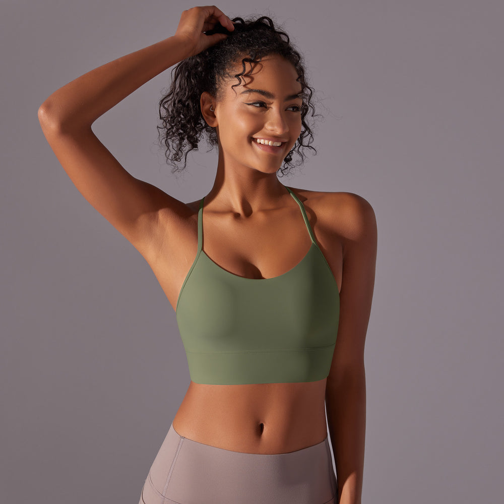 european and american double-sided brushed comfortable i-shaped back yoga wear sports intimates running fitness yoga bra for women