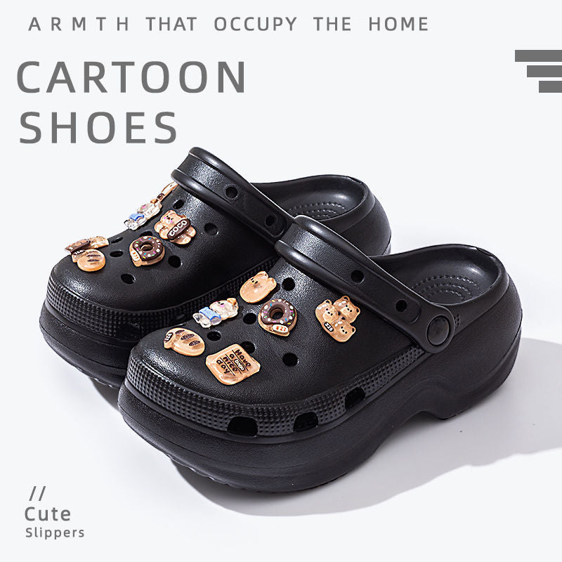 Thick sole crocs women's toe cap non-slip deodorizing filter not tired feet summer 2025new arrivalfashion slippers women's outwear
