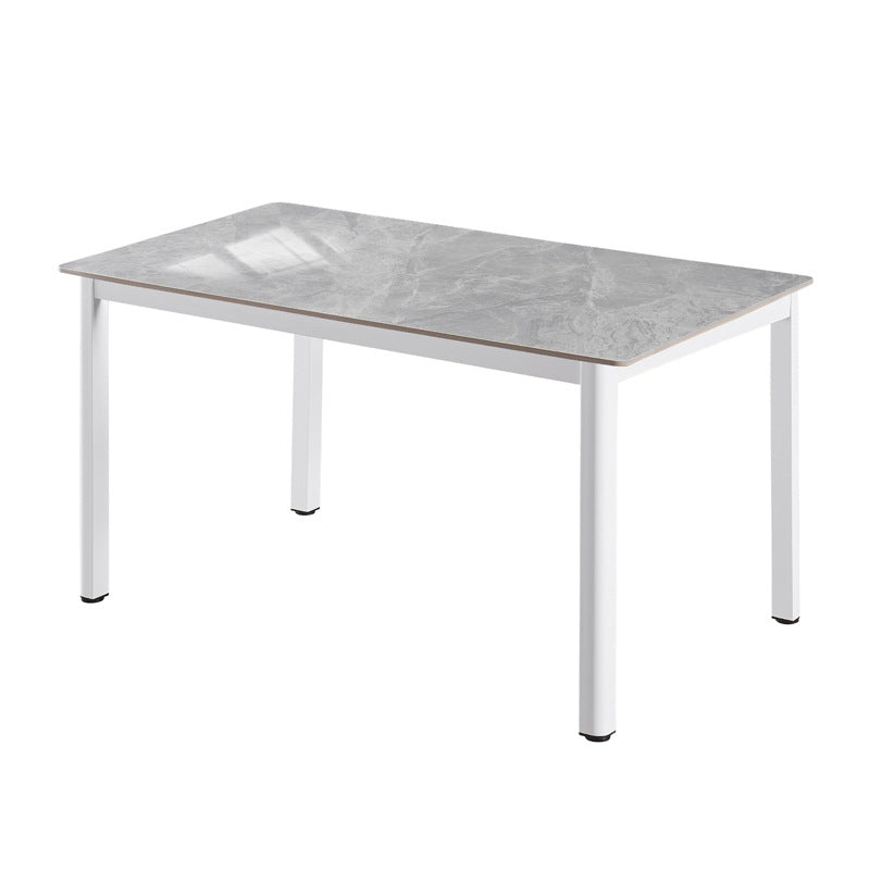 Modern minimalist sintered stone dining table, rectangular dining table for home use, small apartment minimalist dining table with fan-shaped legs