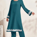 Women's summer long sexy knitted pajama set - two-piece spring/autumn crew neck loose fit casual fashion loungewear