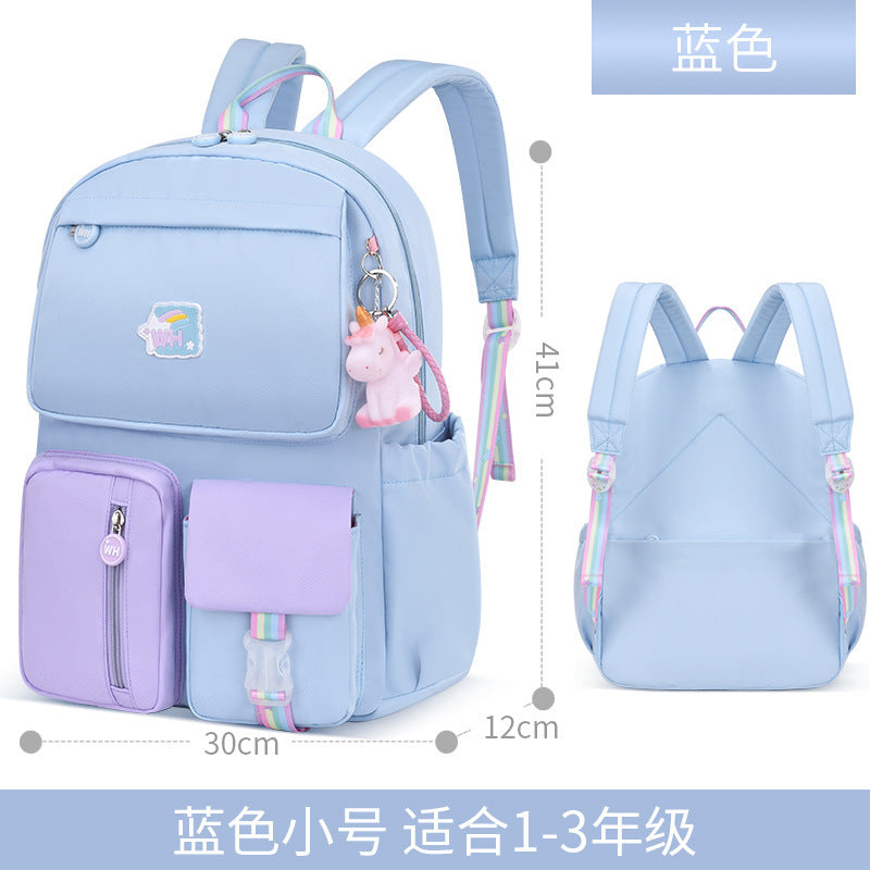 New 2023 primary school schoolbag for girls in grades 1 to 6 Cartoon children's spine care and burden reduction backpack