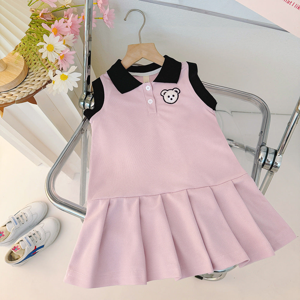 Girls' dress  new korean style children's polo dress casual chic fashionable sweet girl's skirt