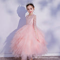 Customized children's formal dress for export, new lace three-quarter sleeve girl dresses, girls' princess cake dress