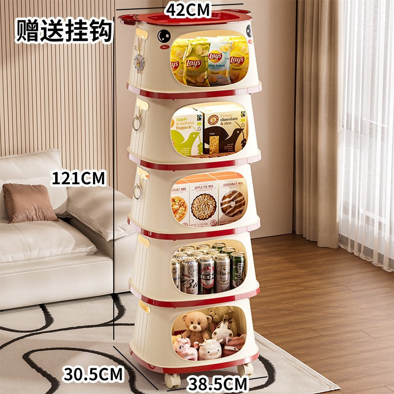 Household multifunctional trolley Children's snacks Shelf with wheels Movable creative multi-layer storage box Locker