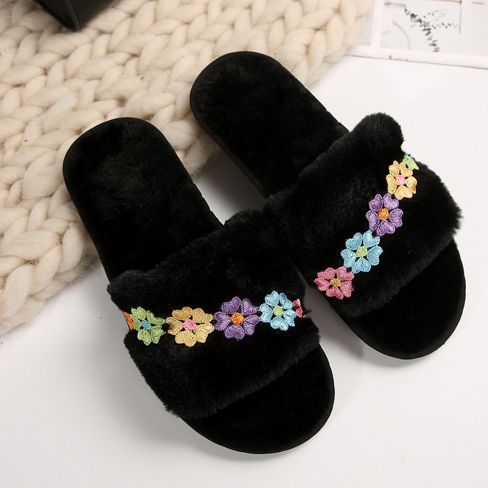 amazon plus size winter slippers plush open toe floor cotton slippers indoor home warm fuzzy slippers