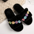 amazon plus size winter slippers plush open toe floor cotton slippers indoor home warm fuzzy slippers