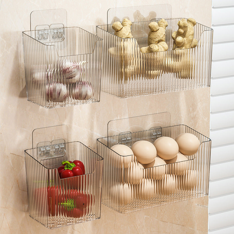 Kitchen onion, ginger and garlic storage basket, no punching wall hanging handy gadget, ginger and garlic basket, spice storage rack, storage box