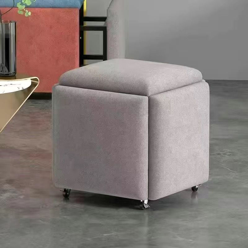 Minimalist modern metal 5-in-1 cube stool: multifunctional storage shoe bench for home and kids