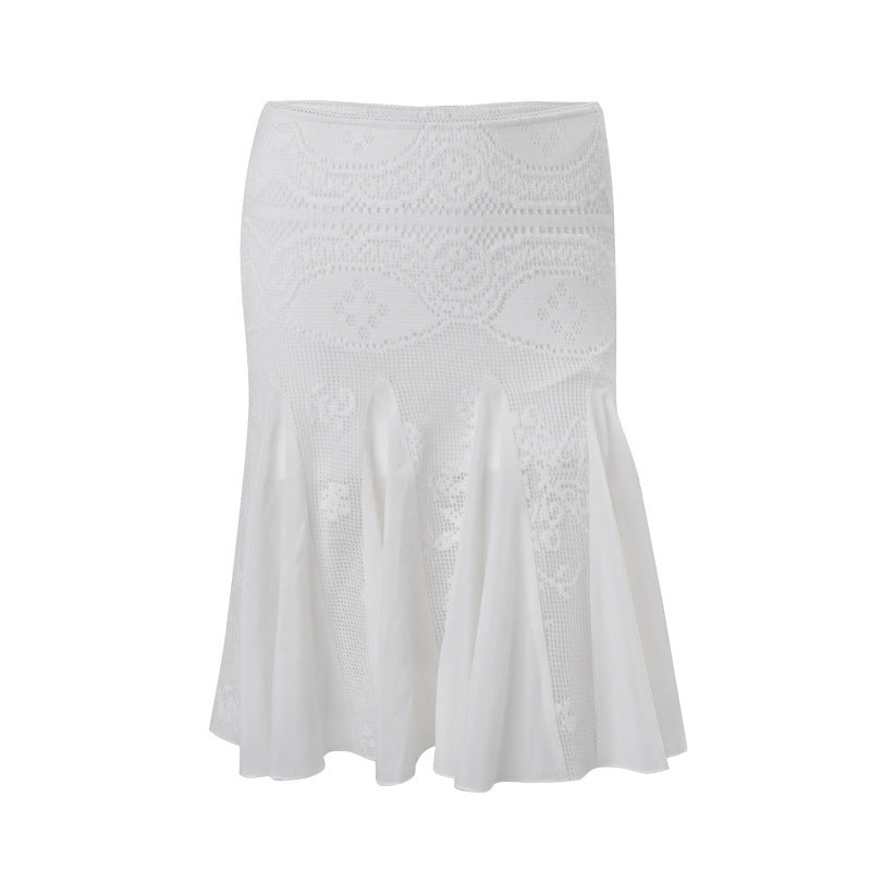 European and american style women's spring  new collection: sexy & spicy square neck crop top with versatile fishtail midi skirt set
