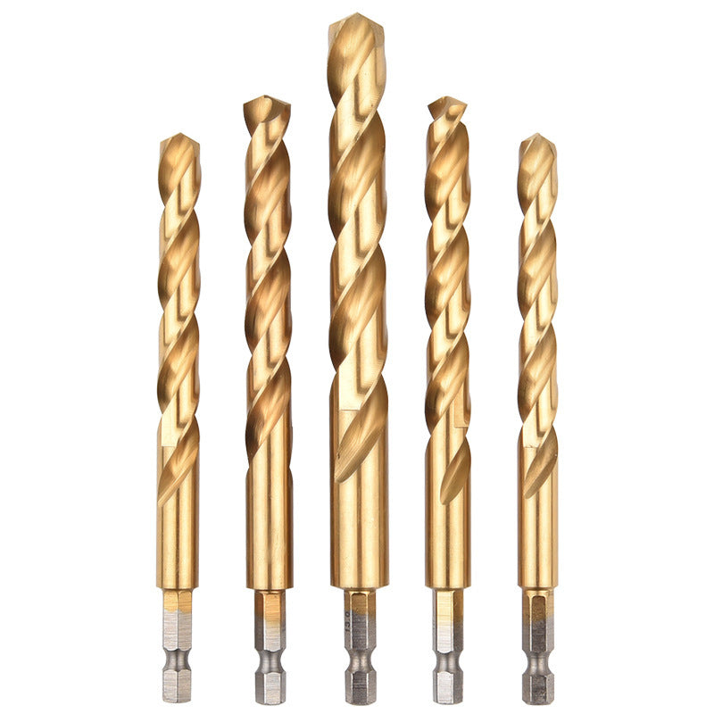 Hexagonal shank titanium-plated cable stitch drill bit straight shank high-speed steel fully ground stainless steel metal special hole opener drill bit