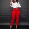women's clothing, european and american style, spring high-waisted slim-fit cropped trousers, suitable for commuting, casual wear, professional settings, solid color dress pants, foreign trade casual pants