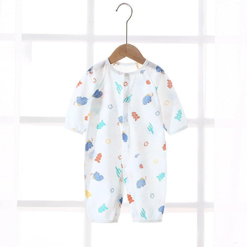Baby rompers summer thin air conditioning suit baby pure cotton pajamas onesie newborn clothes long sleeve spring and summer outfit
