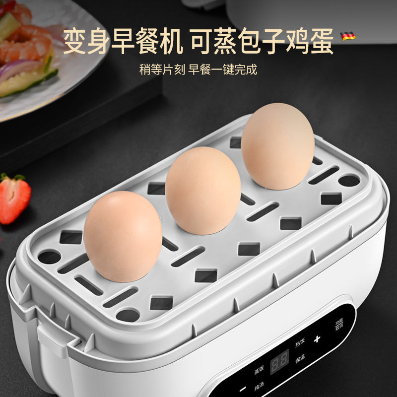 Double-layer thermal insulation, electric heating lunch box, office worker heating bento box, plug-in, water-free, intelligent reservation, cooking breakfast machine