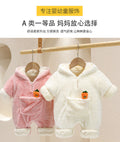 Autumn winter baby super cute k-stylefleece-lined hooded outing clothes newborn style flannel home crawling clothes