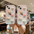 Suitable for apple 16pro gradient color bunny doll mobile phone case iphonex bracelet protective cover 13 good looks