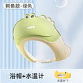 Crocodile style shower cap-green + water thermometer