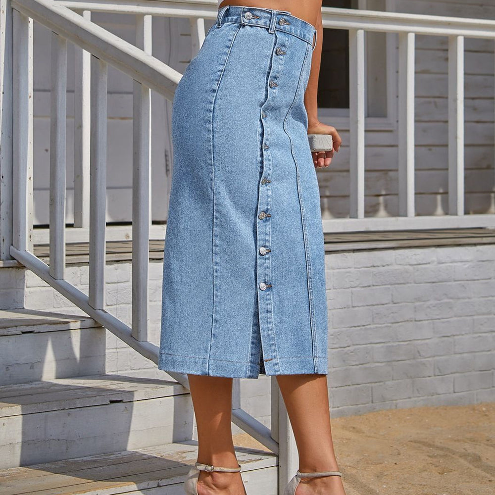 X-spot-65615# cross-border women's fashion european and american ins irregular fashion slit denim half-length skirt