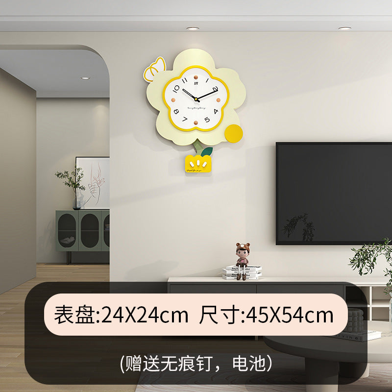Clock wall clock living room Internet celebrity home lighting decoration home fashion creative clock wall cream wind advanced sense