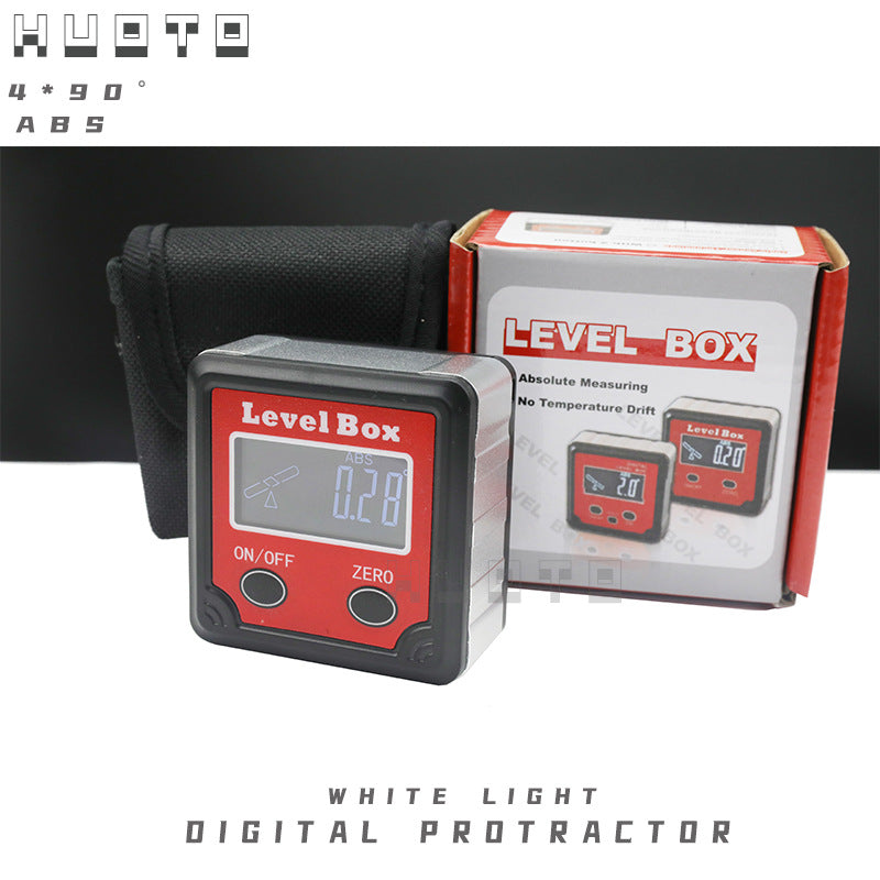 HUOTO 4 * 90 degrees, LCD screen digital display tilt box, digital display angle meter slope meter angle ruler