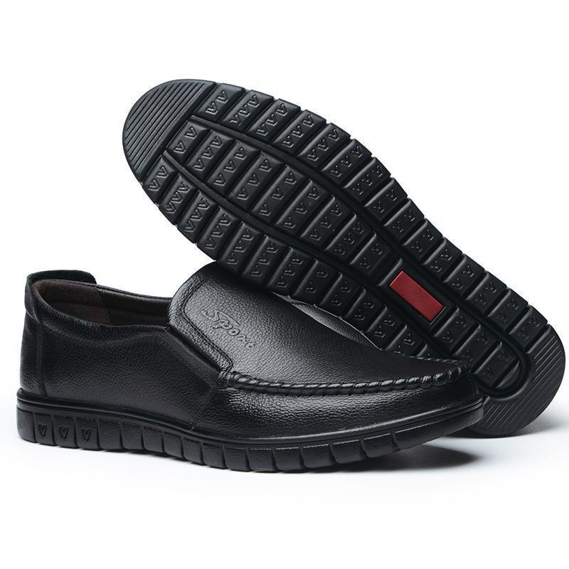 Spring & fall breathable men's shoes soft leather soft bottom real soft leather casual leather shoes men's non-slip waterproofabrasion resistant work shoes dad shoes