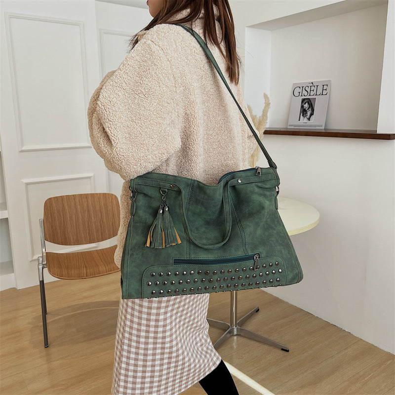 Simple casual messenger bag 2025 autumn new bag women's retro trend tote bag foreign style fashion shoulder bag