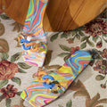 Women's flat square toe slippers sandals - colorful, vacation-ready, sexy chain detail - fashionable women's slippers & sandals