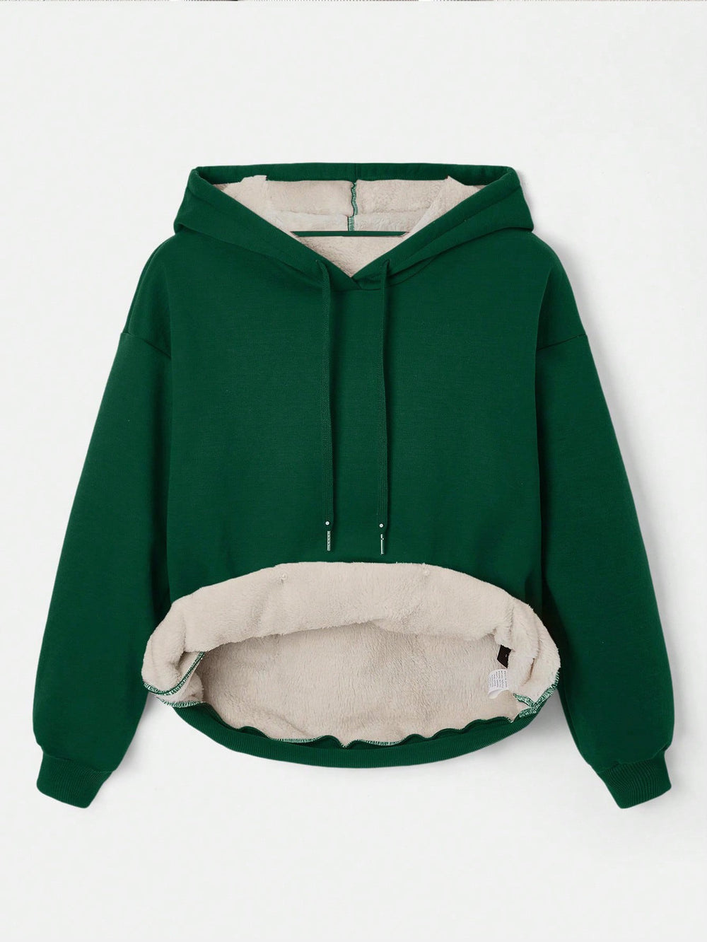 fashion  fleece-linedsweatshirt hooded thickenedpure colorcasualheattechoutwearcouple's pullover wide