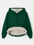 fashion  fleece-linedsweatshirt hooded thickenedpure colorcasualheattechoutwearcouple's pullover wide