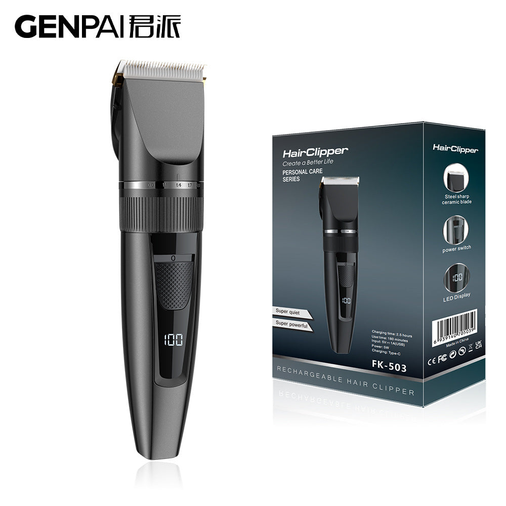 electric hairdresser clipper for home rechargeable engraving oil head push white digital display fast charging shaving electric clipper