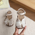 Vancahao kids' woven closed-toe sandals,  summer new korean style bowknot girls' princess beach sandals