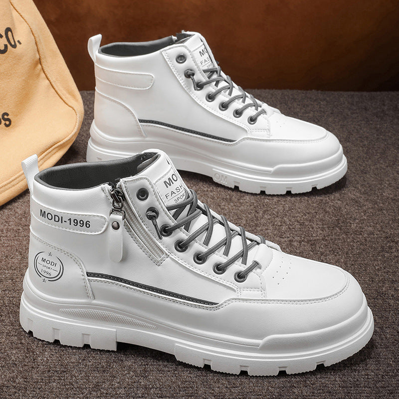 Boots for men 2025winternew arrival high-top casual white sneakers leather thick soleworkwear boots for men