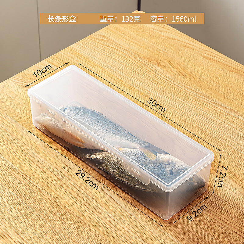 Kitchen food storage box with lid Food grade transparent sealed drain frozen fresh-keeping box Dumplings refrigerator storage box