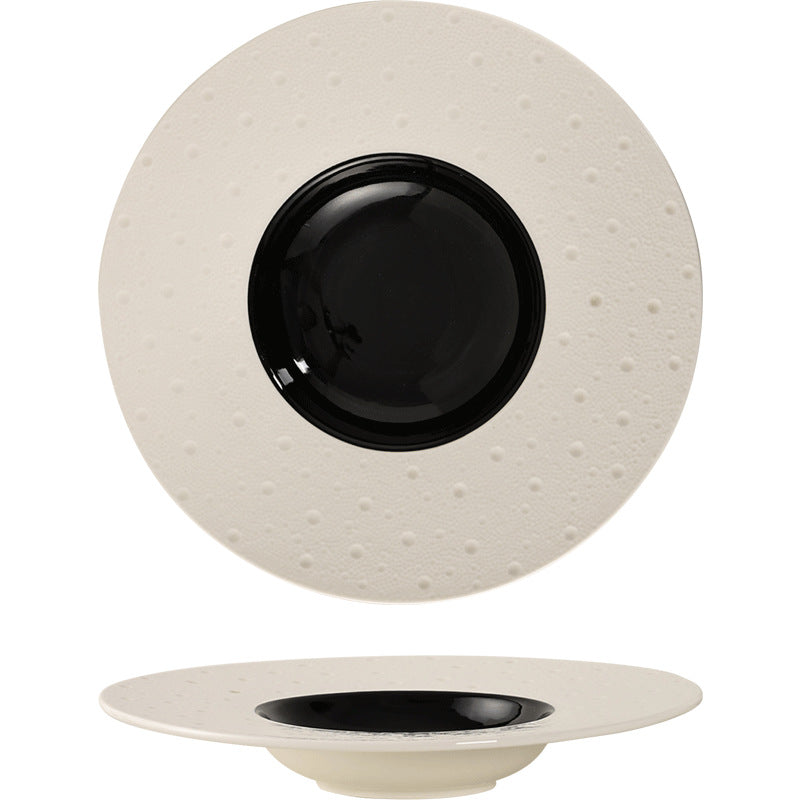 Nordic creative mars crater pasta ceramic plate - restaurant & hotel pasta, dessert, and soup plate - wholesale ceramic