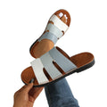 European and american export plus size patchwork flat slippers women's cross-border round toe woven one-strap outdoor beach sandals