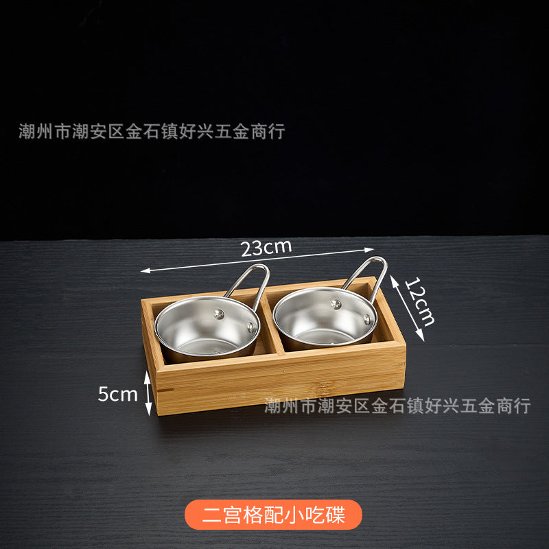 Creative nine-square grid tableware commercial hot pot restaurant barbecue restaurant beef vegetable platter bamboo tray divided grid dinner plate