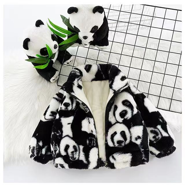 Boys' thickened outerwear autumn winter  new girls' faux fur kids' rabbit fleece winter clothes baby fluffy sweater trendy