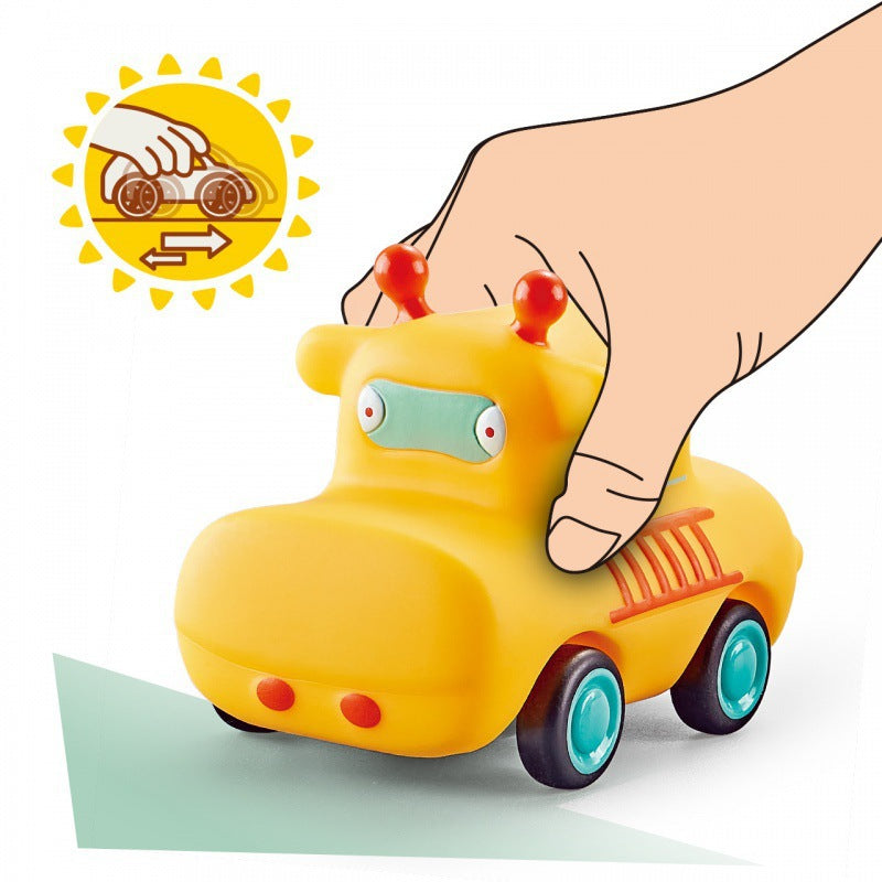 Cross-border export  cartoon toys soft glue animals children inertia car baby q cute car toy car