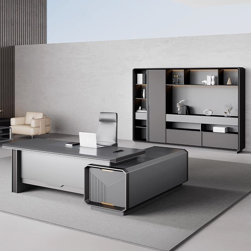 Chairperson Boss Table High-end President Italian Minimalist Large Desk Grey Leadership Paint General Manager Office Desk