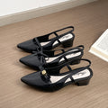 new pointed-toe high heel sandals for women, versatile mary jane chunky heel sandals, open-back low-cut fashionable outdoor sandals