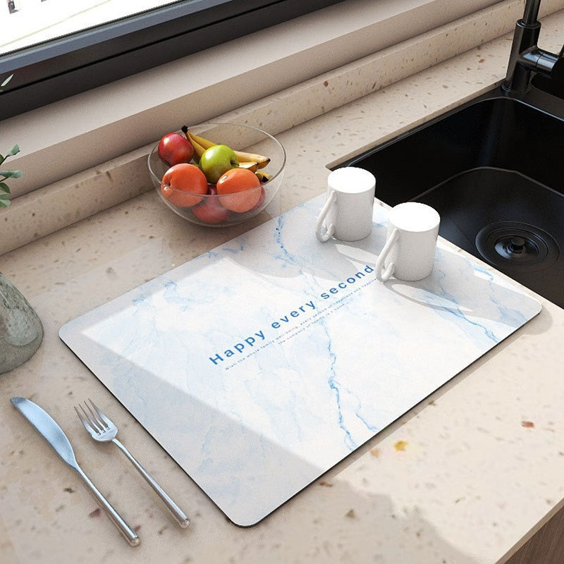 marble diatom mud kitchen countertop absorbent mat non-slip mat dish drying mat dining table insulation mat