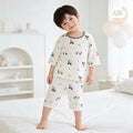 A-grade pure cotton summer lightweight pajamas, kids' loungewear, summer boys' and girls' three-quarter sleeve air conditioning suit, two-piece set