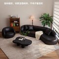 Black retro sofa small apartment popular curved clothing store rest area reception light luxury office reception and negotiation