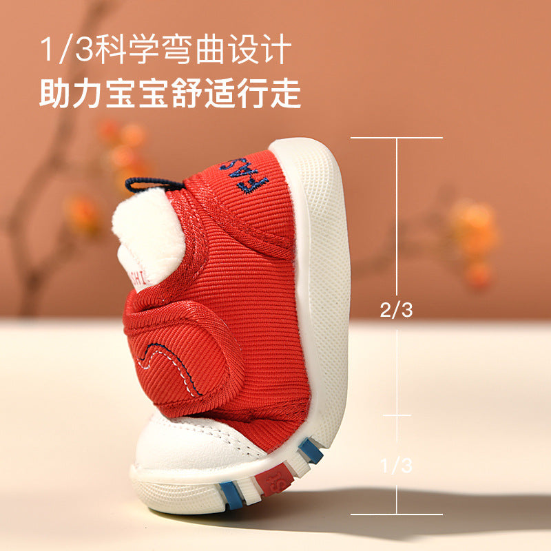Baby first walker cotton shoes for girls and boys, ages 0-1-3 years, infant and toddler soft sole non-slip plush winter boots