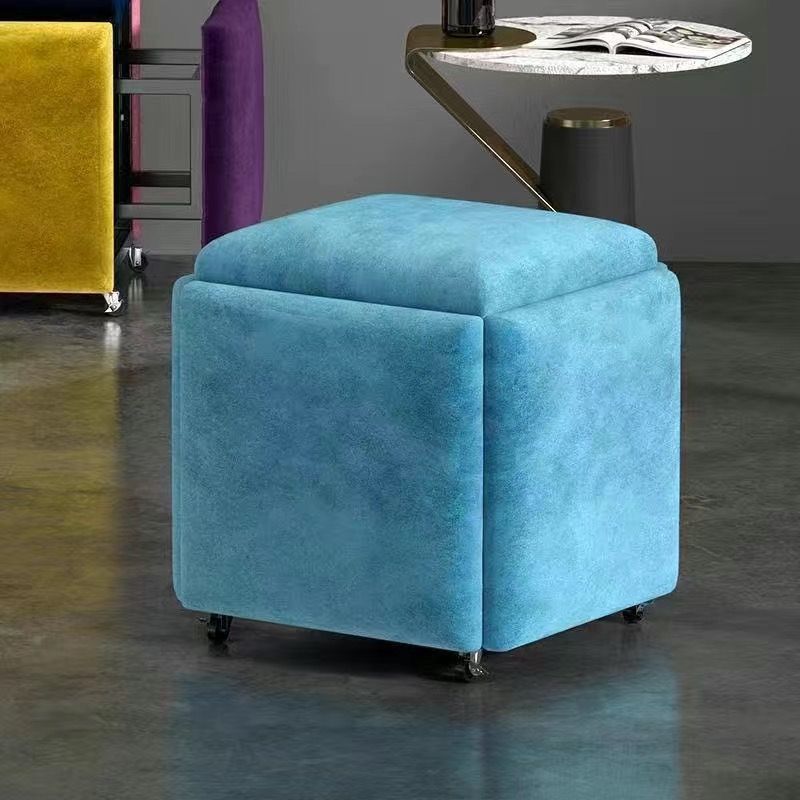 Minimalist modern metal 5-in-1 cube stool: multifunctional storage shoe bench for home and kids