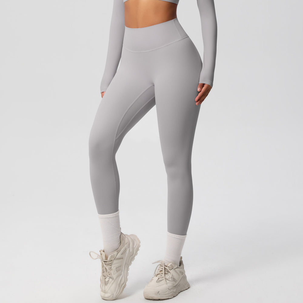 Ready-to-ship cross-border double-sided brushed, form-fitting, breathable solid color training yoga set, eight-piece athletic running fitness outfit for women