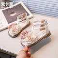 girls' sandals: new summer korean style children's shoes, fashionable floral princess sandals, little girl's roman sandals