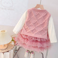 Girls' princess dress  new korean style round neck vest mesh skirt set little girl birthday dress spring and autumn