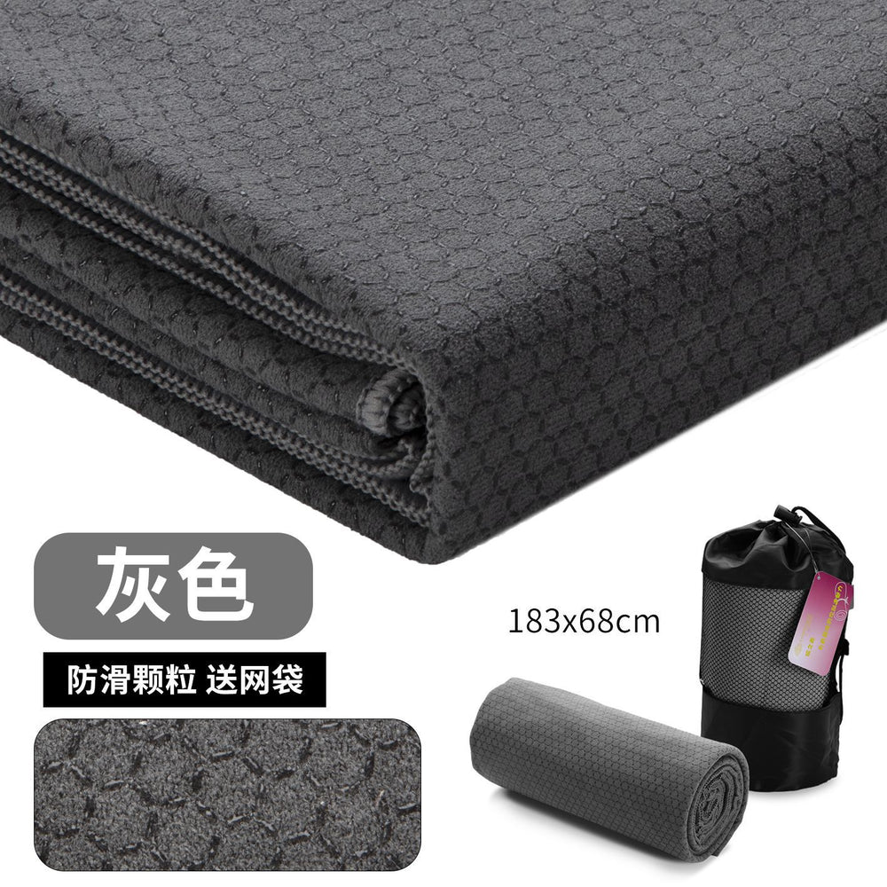 Yoga mat towel - silicone grip, double-sided fleece, indoor non-slip, professional sweat absorption, machine washable, thin & portable yoga blanket
