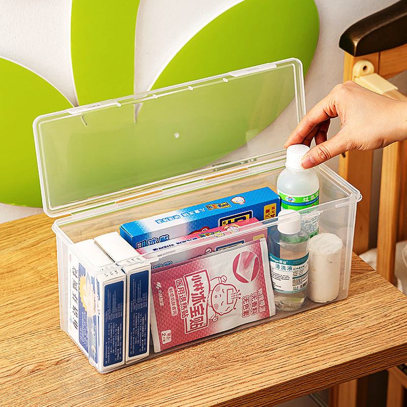 Toothpaste bottle storage box with lid Plastic baby toy box with lid Transparent flip rectangular storage box